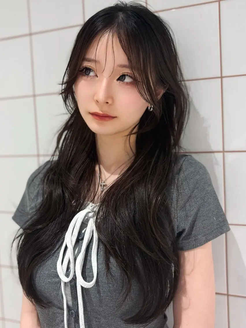ロング カット ヘアカラー まさとレイヤーカット 透け感カラー/心斎橋のヘアスタイル