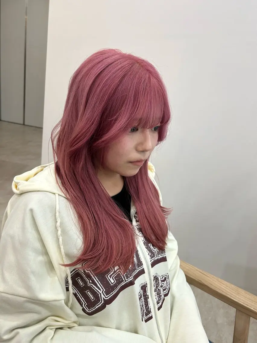 セミロング 韓国風カラー ピンクラベンダー 韓国風ヘア レイヤーカット 栄/久屋大通/美髪 /透明感カラー/加藤のヘアスタイル