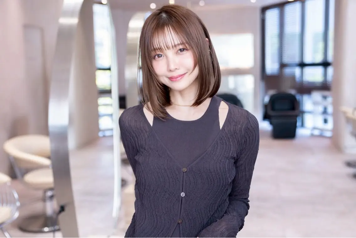 ミディアム カラー ミディアムレイヤー 透明感カラー レイヤーカット 天神/韓国レイヤー/ 白水 雅人のヘアスタイル