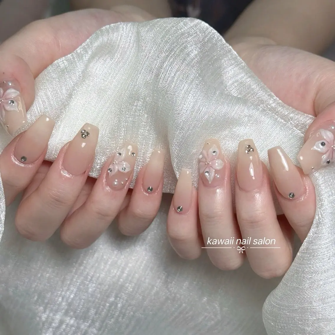 ネイル チークネイル ドット フレンチネイル 韓国ネイル レース Kawaii _Nailのネイルデザイン