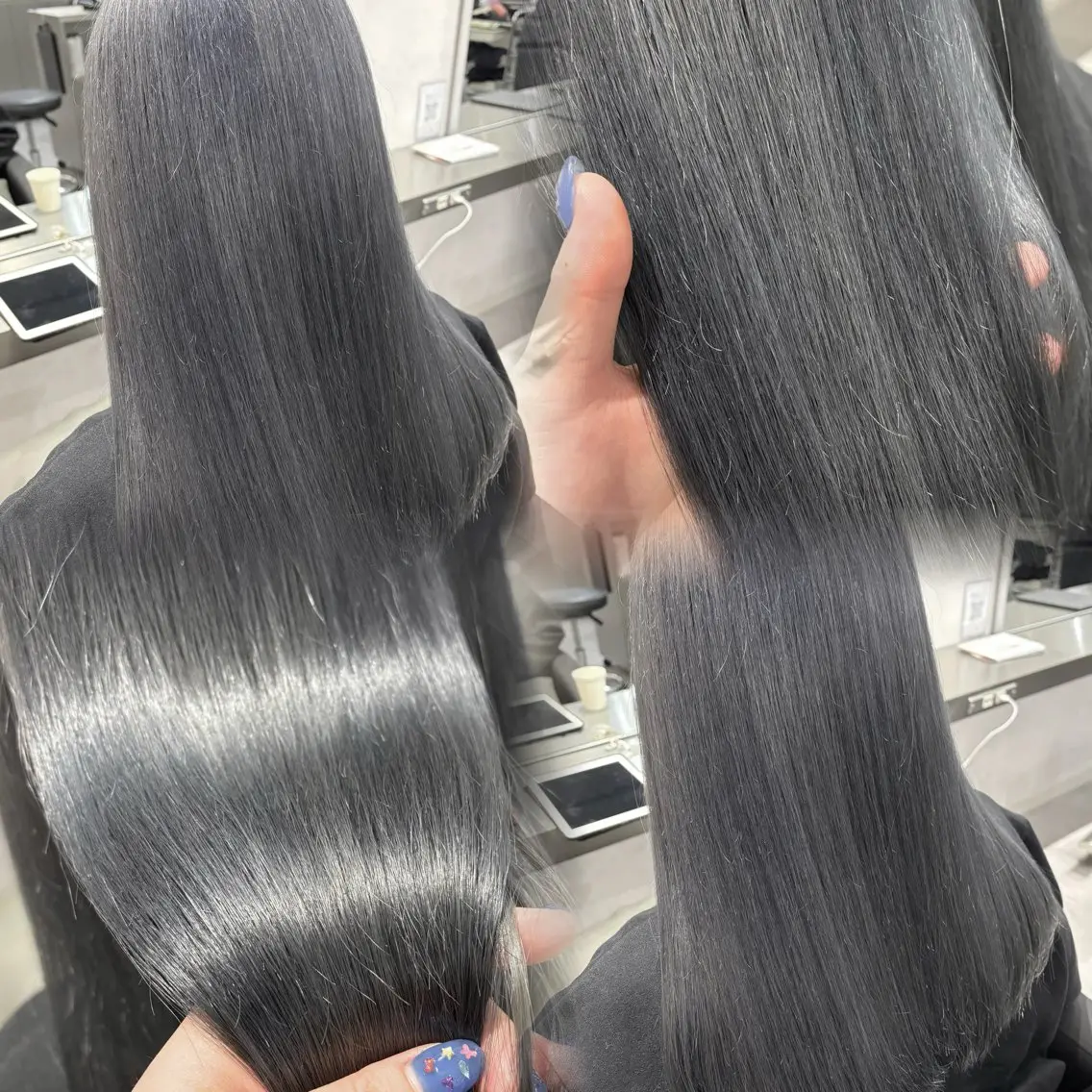 ロング カラー ヘアアレンジ ブリーチ 透明感カラー シルバー 韓国透明感🇰🇷 SAKURAのヘアスタイル