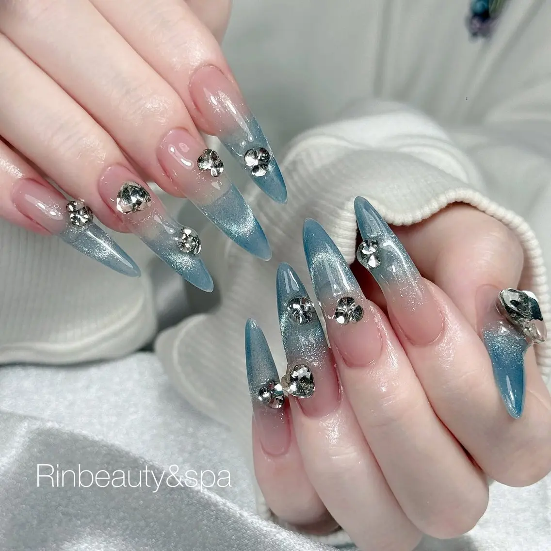 ネイル アートネイル 長さ出し ガーリー 韓国ネイル 持ち込み Rin Nail 新大久保店のネイルデザイン