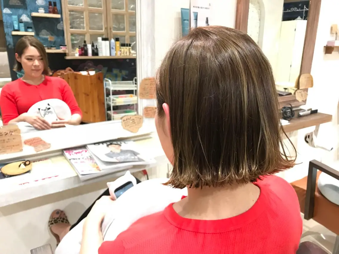 ショート カラー バレイヤージュ ボブ レイヤーカット 外ハネヘア メンズ指名多数!! 田島史也のヘアスタイル