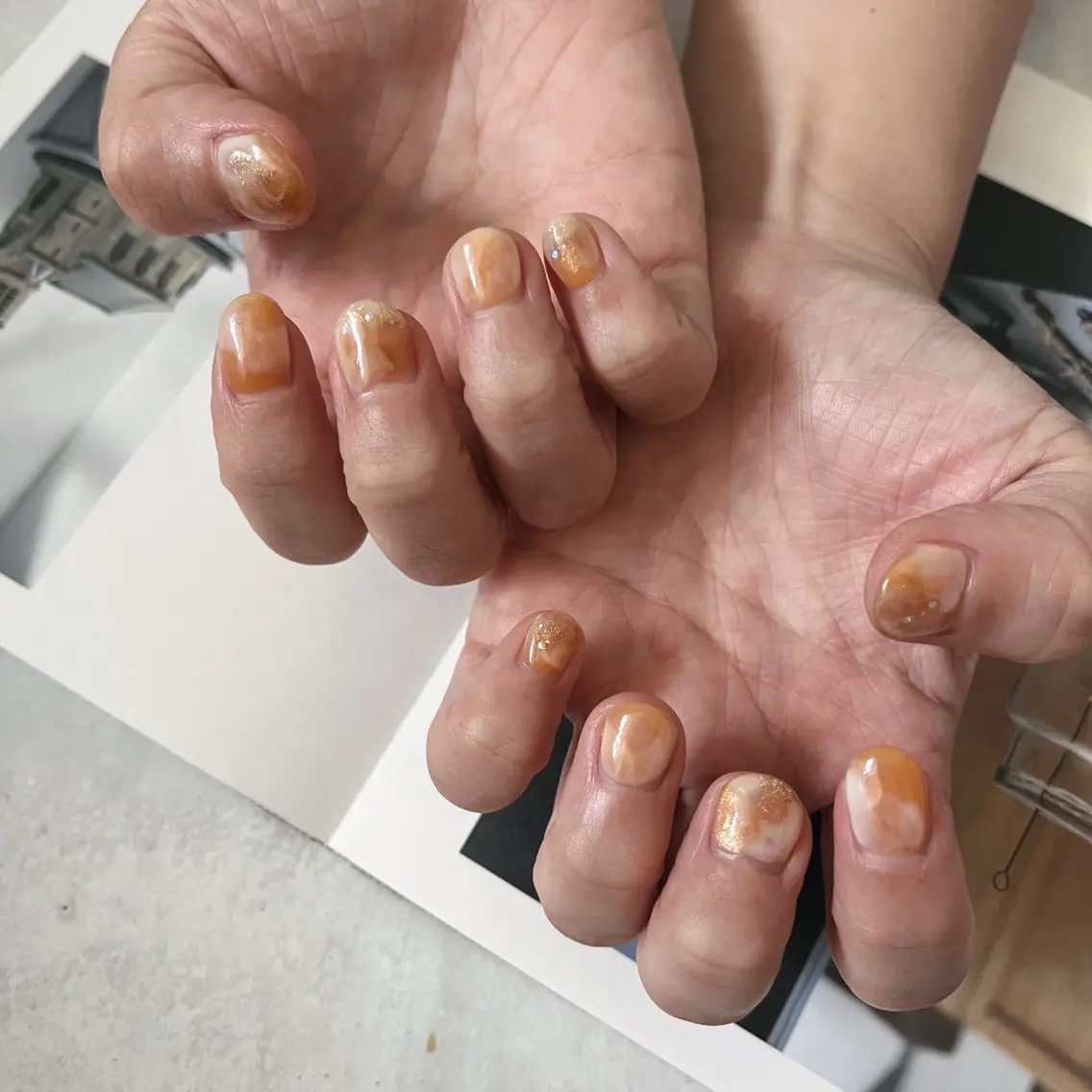 ネイル ニュアンスネイル オレンジ K Aのその他イメージ