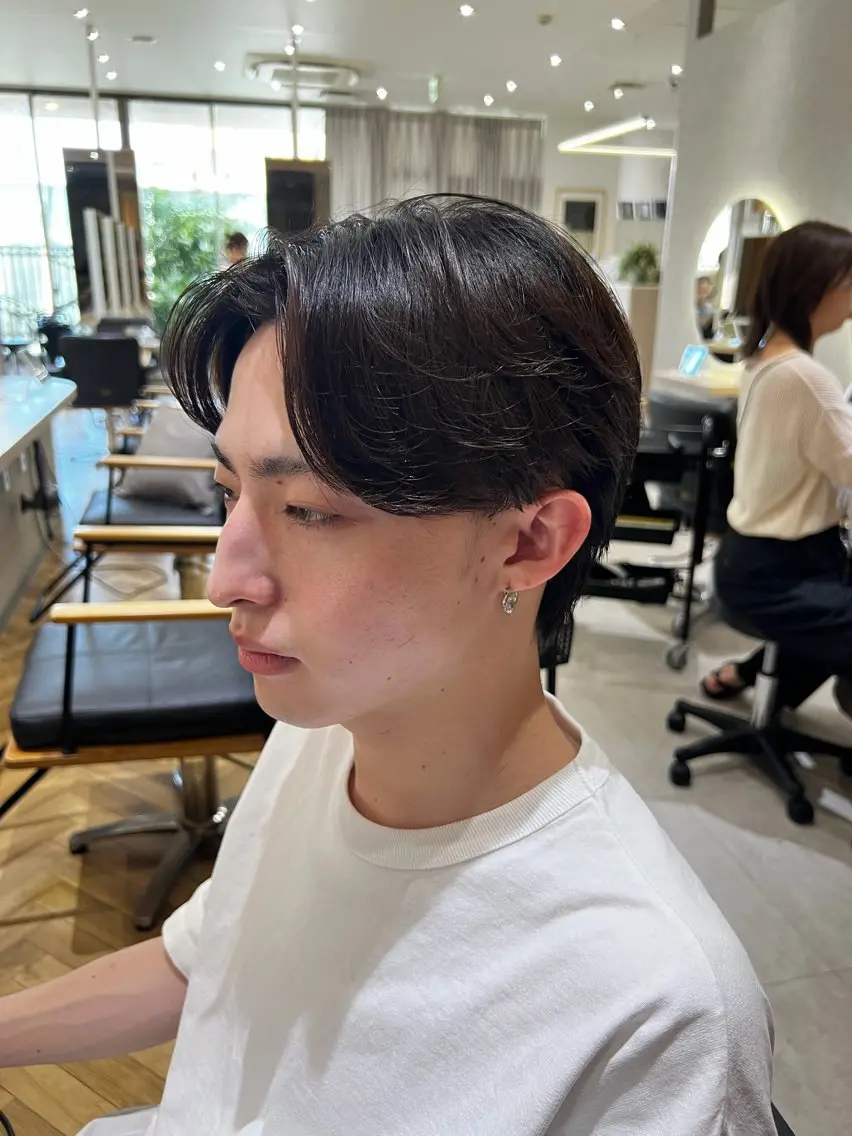 ショート カラー メンズ センターパート フェザーパーマ メンズパーマ 波巻きパーマ カット ヘアカラー 松田卓也🌟髪質改善 🌟縮毛矯正🌟艶髪のヘアスタイル