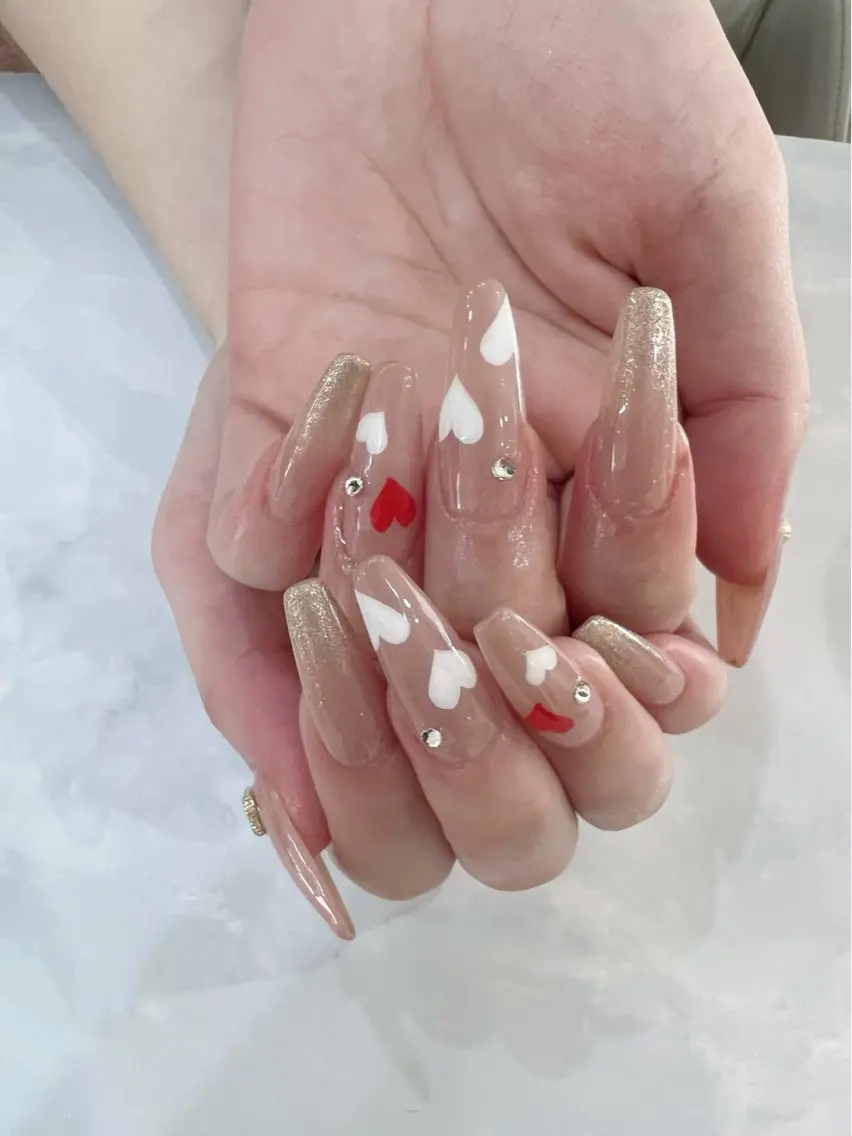 ネイル ハート シンプルネイル ハンドネイル nail salon nommi yukaのネイルデザイン