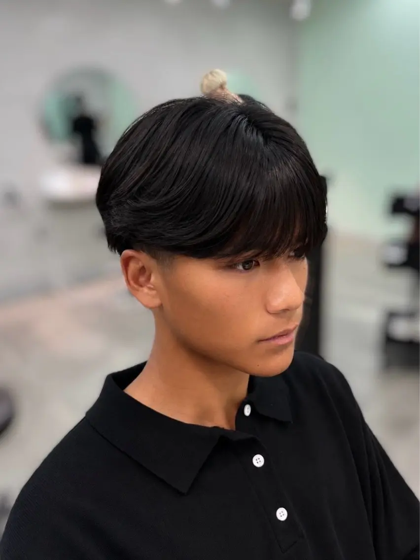 ショート メンズ センターパート マッシュ シースルーマッシュ カット パーマ ︎︎ saekaのヘアスタイル