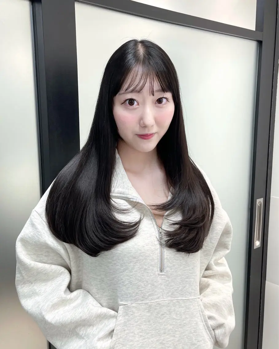 ロング 韓国風ヘア レイヤーカット カット ヘアカラー トリートメント 韓国レイヤーカット 髪質改善▫️水野有真のヘアスタイル