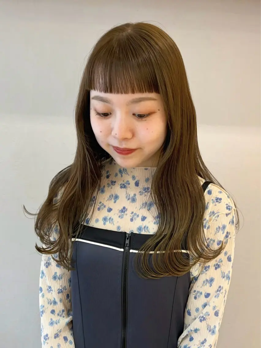 ミディアム カラー ヘアカラー トリートメント オリーブ/縮毛♡ Natsuno🩰のヘアスタイル