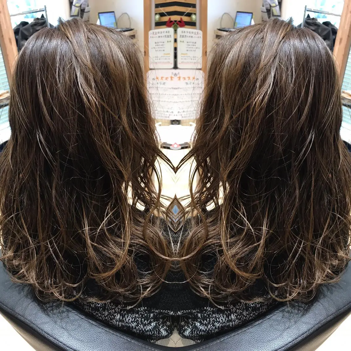 セミロング カラー ブリーチ 透明感カラー ハイライトカラー ハイライト ヘアカラー 大久保 隆蔵のヘアスタイル