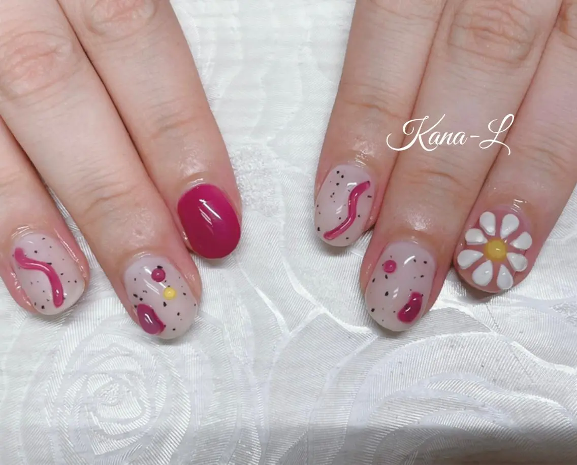 カラー ネイル フラワーネイル ニュアンスネイル ぷっくりネイル 芦辺 香奈のネイルデザイン