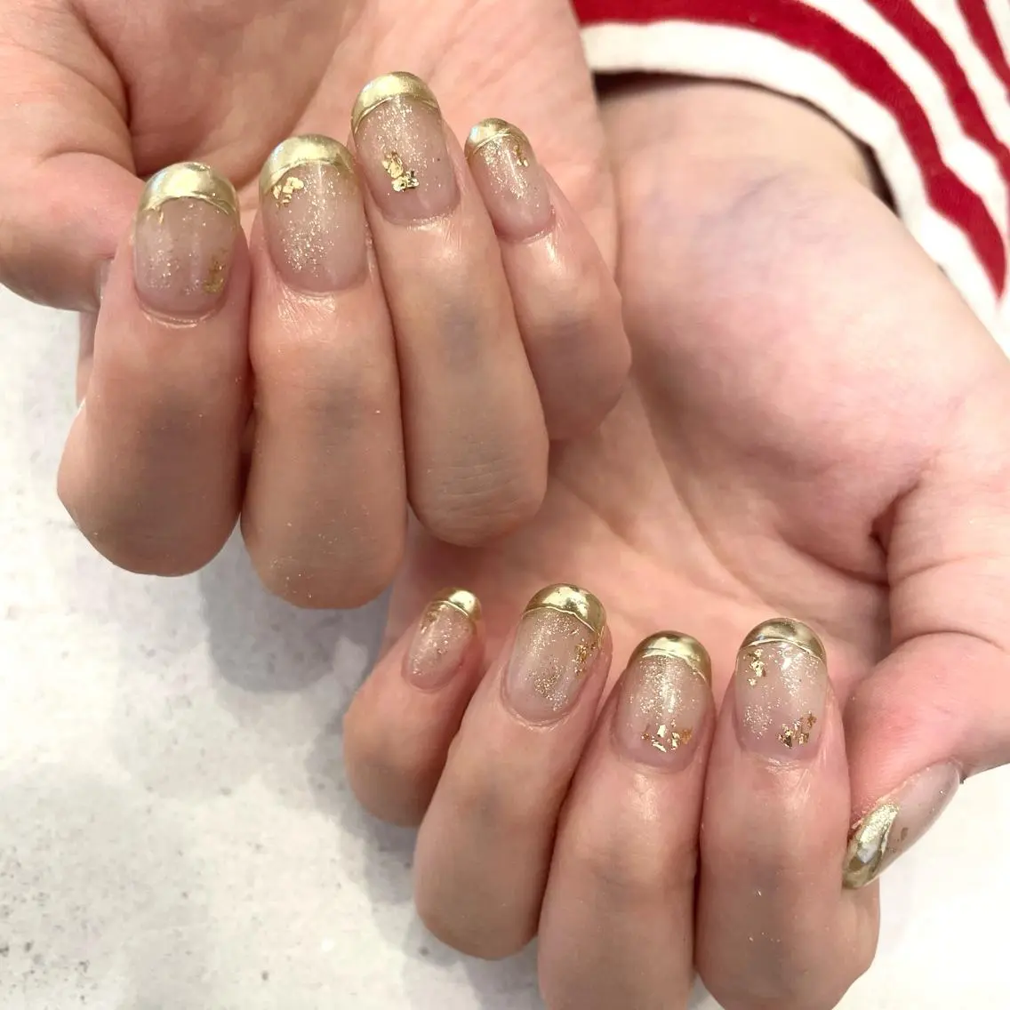 ネイル フレンチネイル ミラーネイル ハンドネイル Sea  nail by emaのネイルデザイン