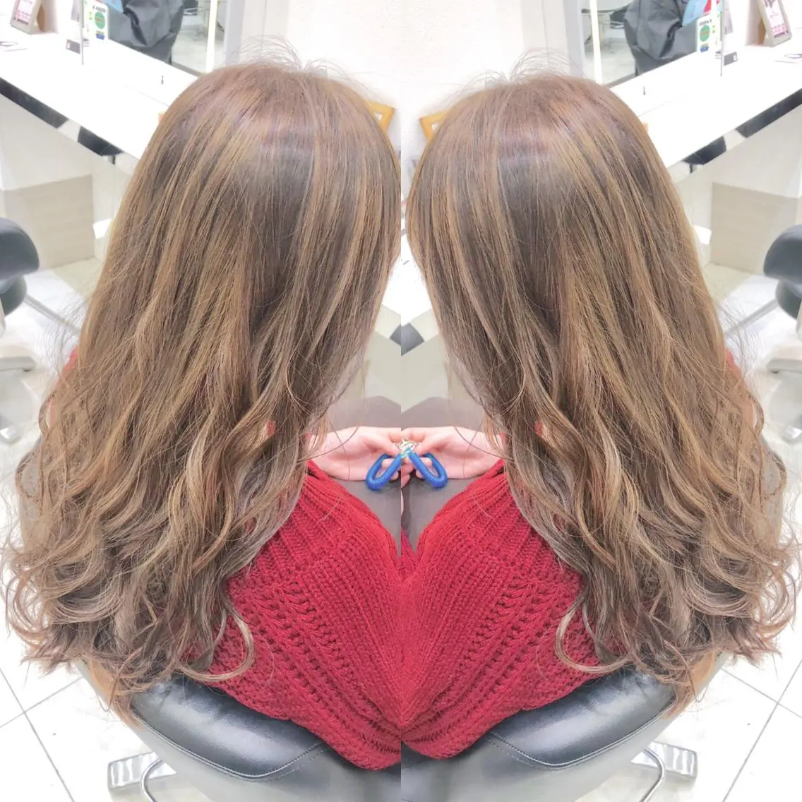 ロング ハイライト 岸 保奈美のヘアスタイル