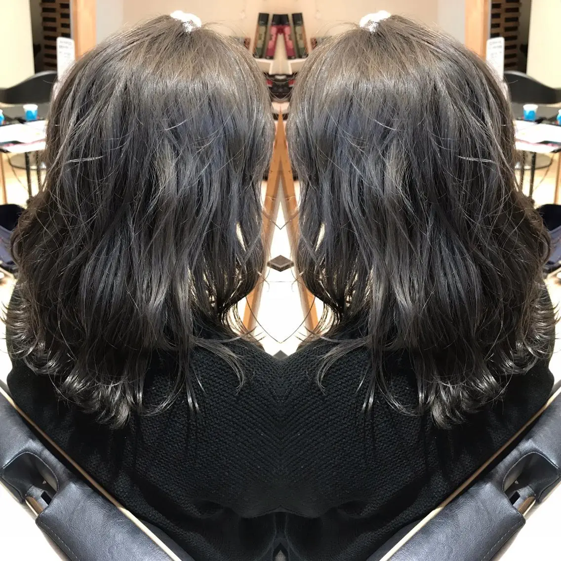 ミディアム カラー ブリーチ ダークグレー ヘアカラー 大久保 隆蔵のヘアスタイル