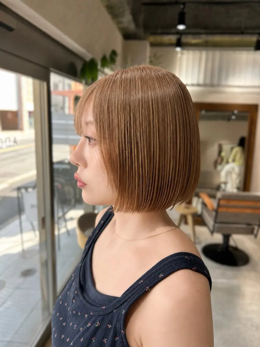 ショート カラー 髪質改善/ブリーチ なし🤎柔ベージュのヘアスタイル