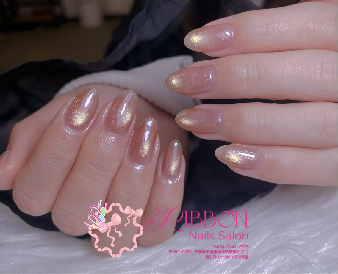 ネイル フレンチネイル ジェルネイル マグネットネイル 持ち込み ニュアンスネイル ハンドネイル Ribbonnail salonのネイルデザイン