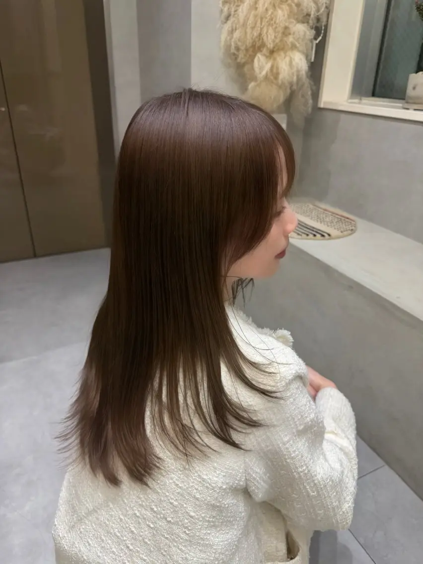 ロング カラー ブラウンカラー オリーブブラウン レイヤーカット ヘアカラー Aya/大阪梅田 /艶カラーのヘアスタイル