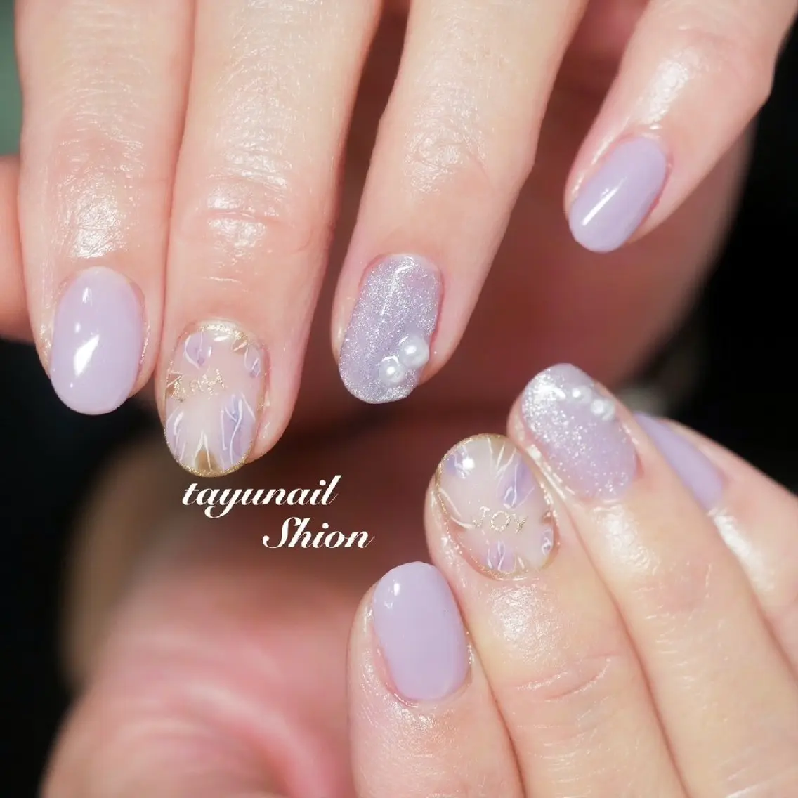 ネイル ジェルネイル パラジェル パープル 春ネイル ネイルサロン 【たゆnail】のネイルデザイン
