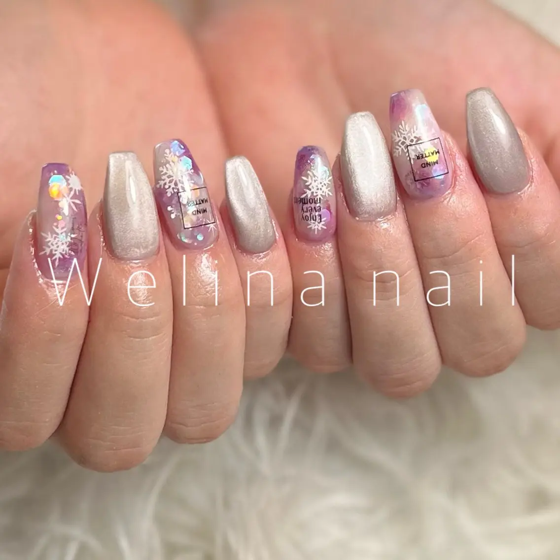 ネイル マグネットネイル 冬ネイル Welina nailのネイルデザイン