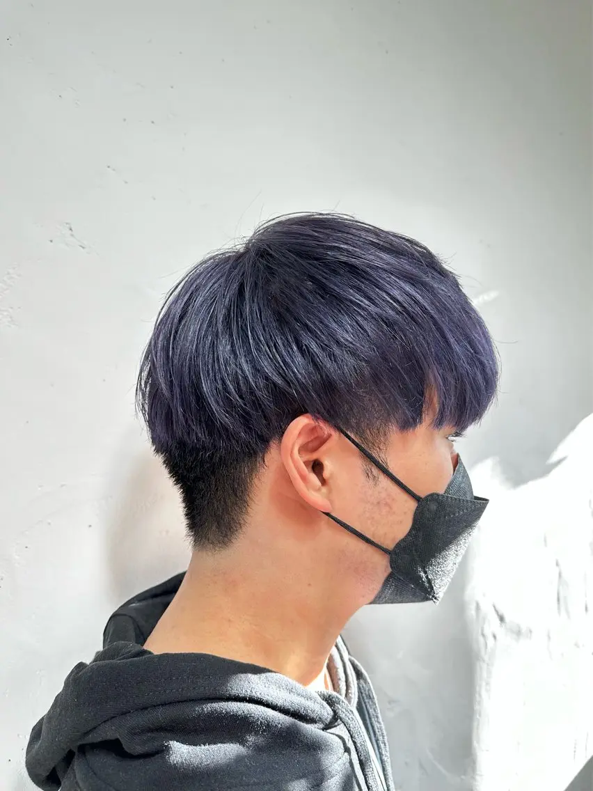 ショート カラー メンズ ブルーカラー ブルーパープル パープルカラー ✨透明感カラー🌱 上村 舜のヘアスタイル