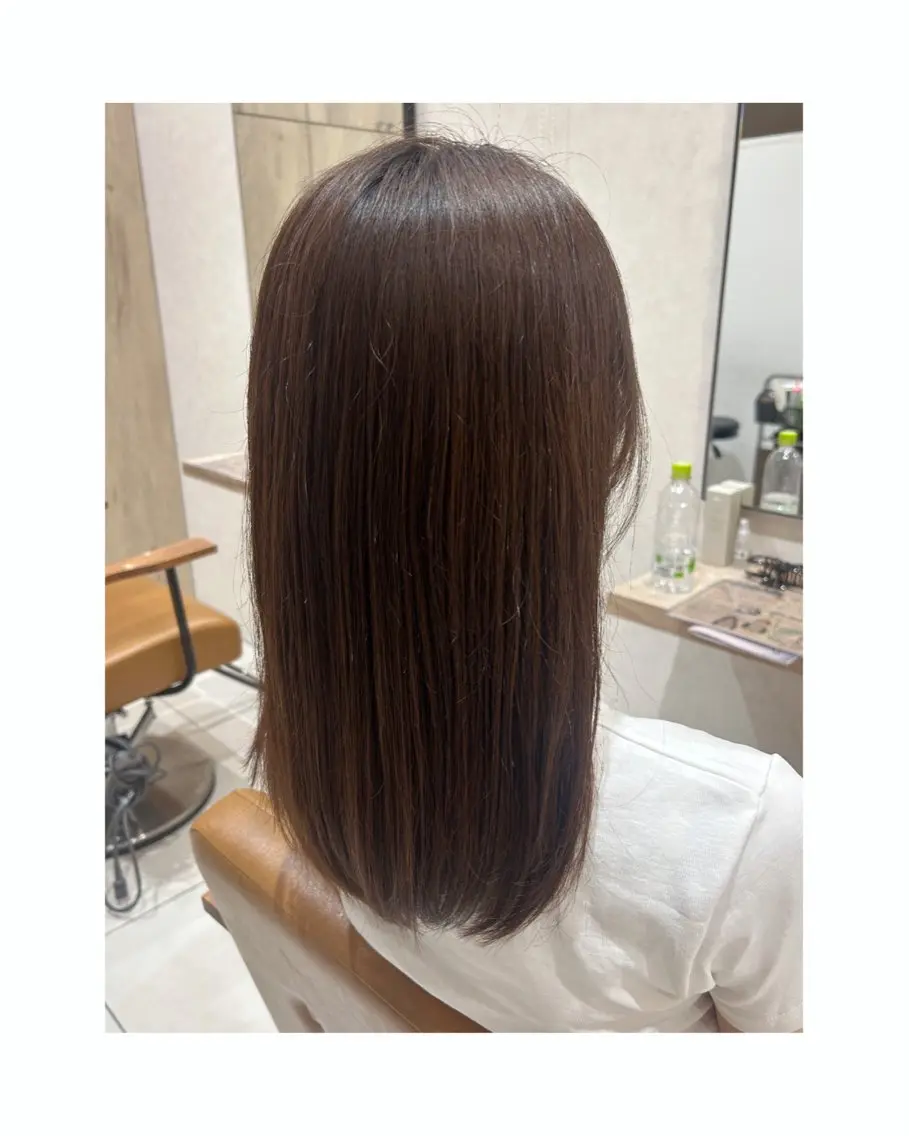 ミディアム パーマ トリートメント 縮毛矯正 トリートメント ヘアセット 艶髪ストレート✨️ ほのか☺︎″のヘアスタイル