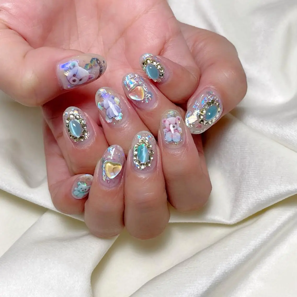 ネイル アートネイル ジェルネイル キラキラネイル 韓国ネイル ミラーネイル Y nail なんば堀江店のネイルデザイン