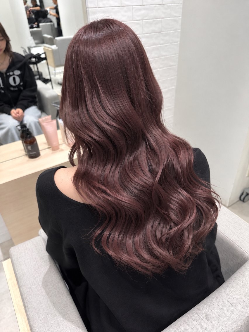 ロング カラー ロングレイヤー ブラウンカラー ピンクカラー ピンクブラウン レイヤーカット カット ヘアカラー トリートメント 銀座/ハイレイヤー/ 艶髪カラー/田中颯士のヘアスタイル