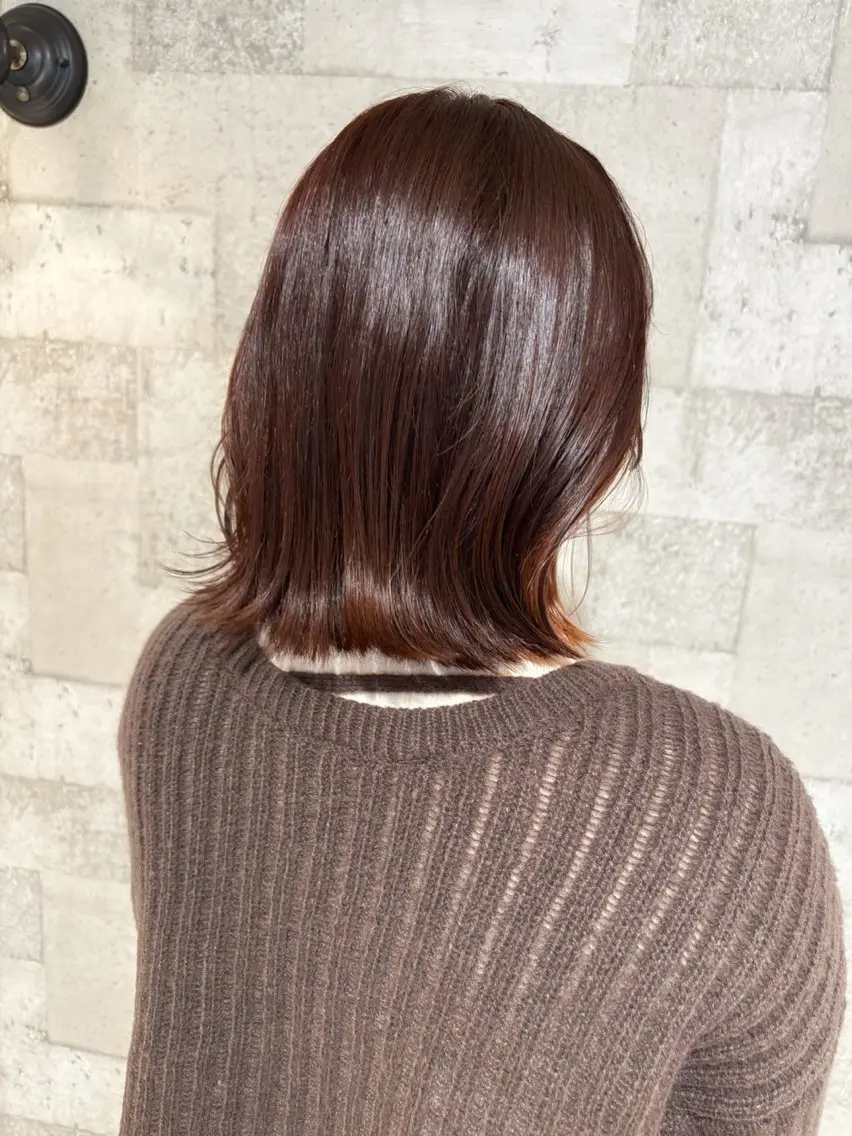 ミディアム オレンジブラウン カット ヘアカラー トリートメント 菅野 凪紗のヘアスタイル