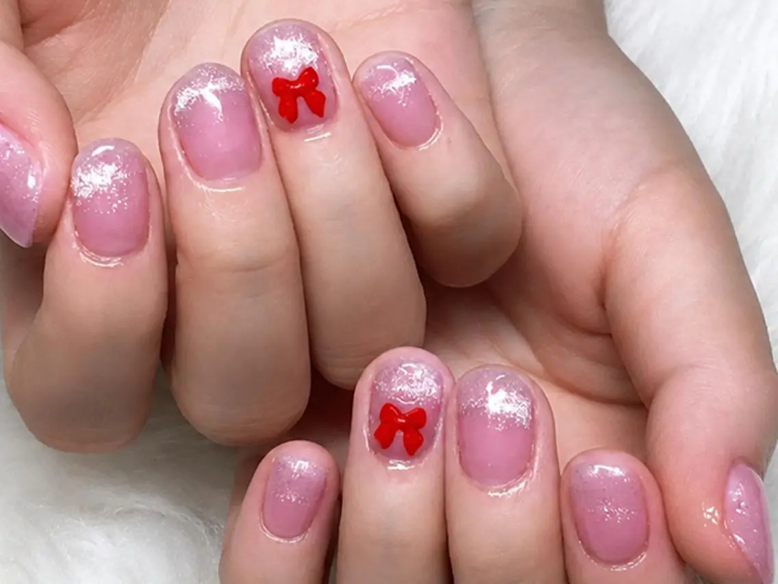 ネイル チークネイル リボン ハンドネイル Airi. kのネイルデザイン