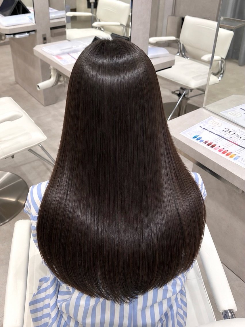 ロング 縮毛矯正 縮毛矯正 トリートメント 大川 夏緑のヘアスタイル