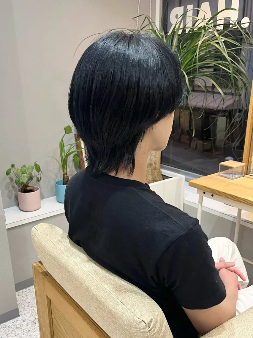 カラー メンズ 黒髪 ブルーカラー ブルーブラック 透明感カラー 仙台/駅近/ AUTHEN/アンズのヘアスタイル