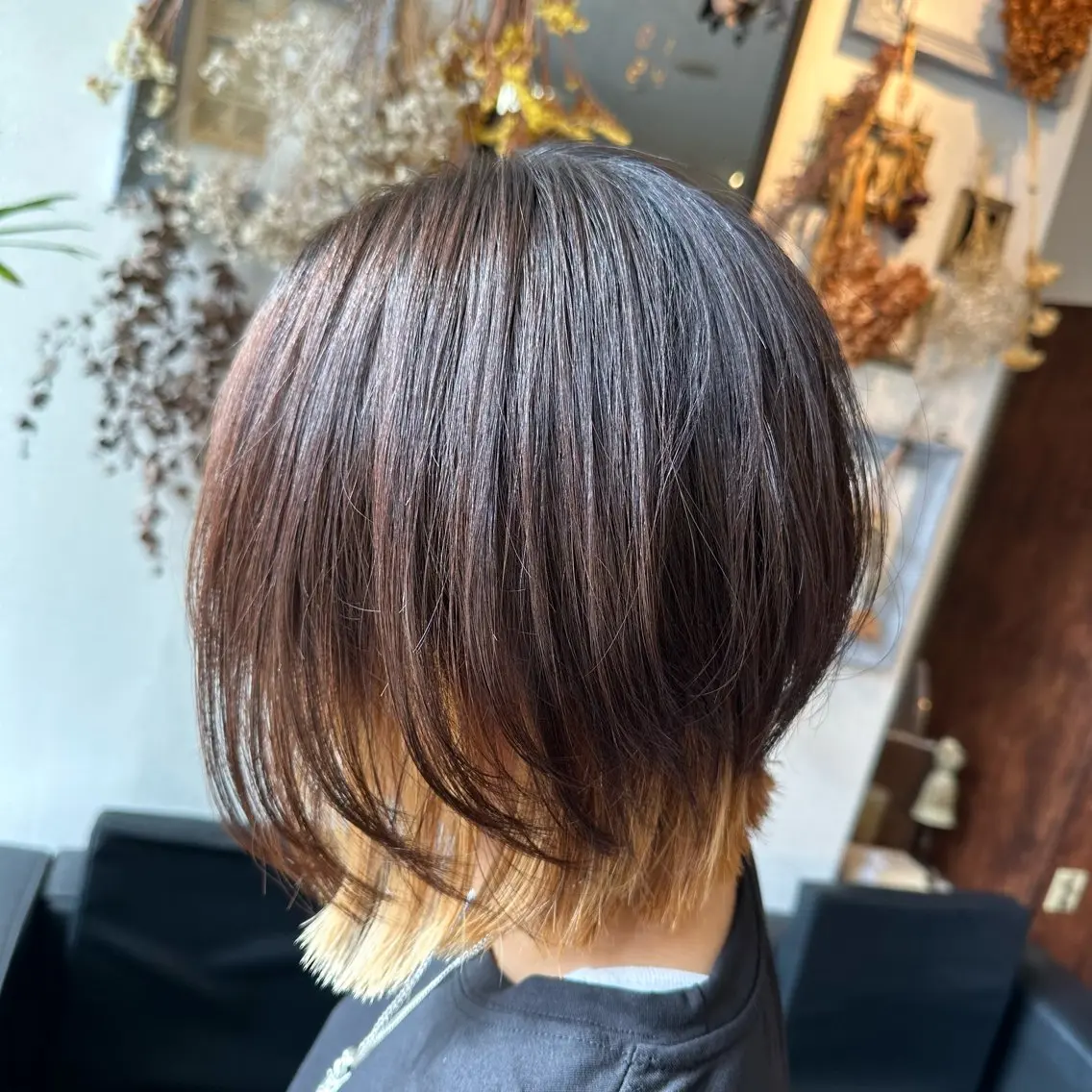 ミディアム パーマ 顔周りカット レイヤーカット 小顔カット カット 縮毛矯正 💜推しインナー カラー/菊池柊真💜のヘアスタイル