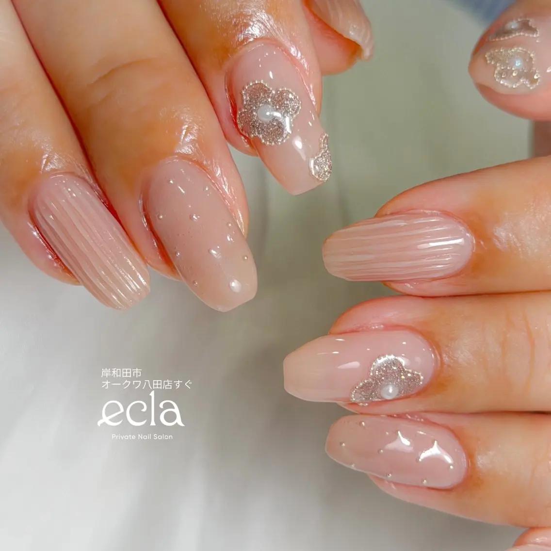 ネイル アートネイル フラワーネイル 持ち込み ピンク ピンクベージュ Nail Salon ecla 〜エクラ〜のネイルデザイン