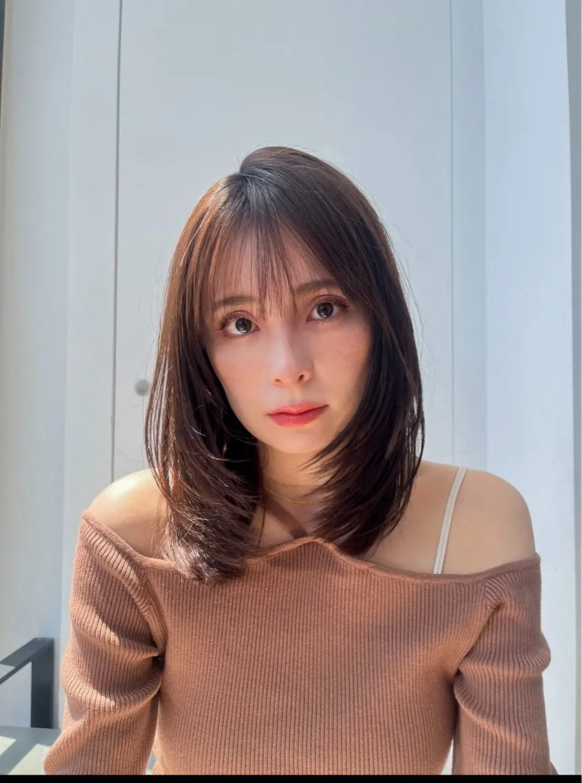 ミディアム カラー 山崎/ボブ縮毛矯正 レイヤー髪質改善のヘアスタイル