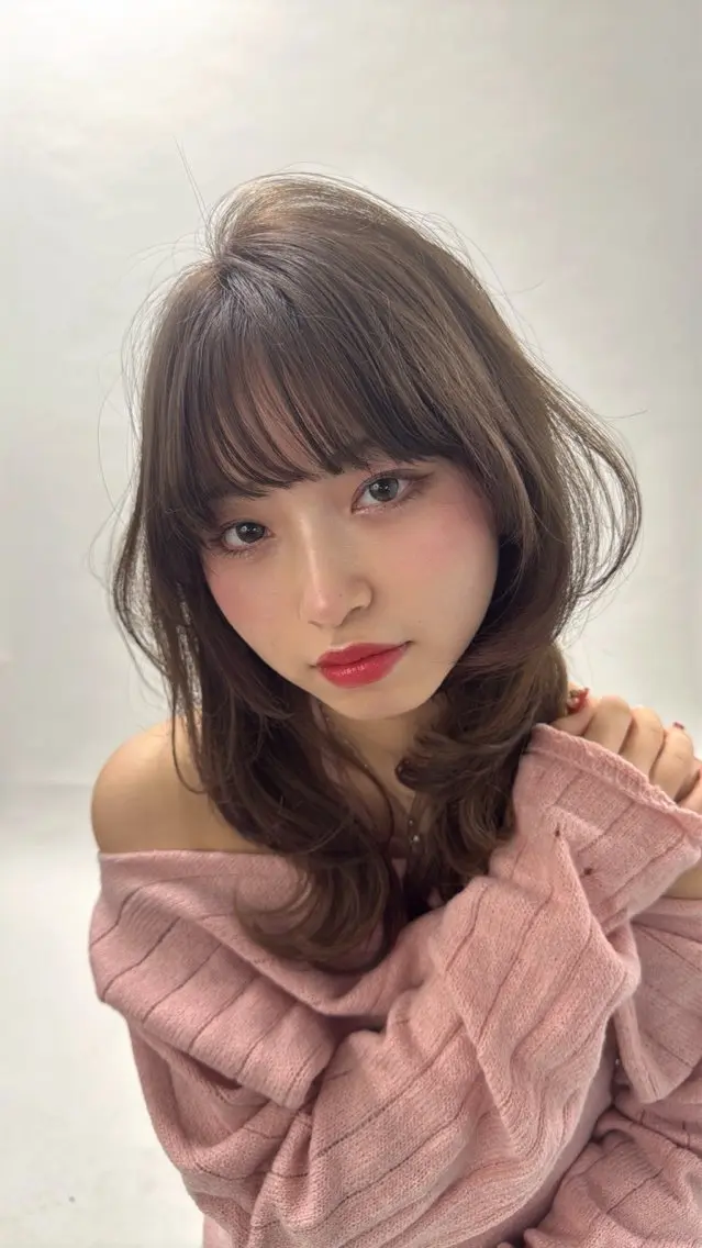 セミロング ヘアセット 【透明感カラー💎う るツヤ美髪🫧】ナミのヘアスタイル