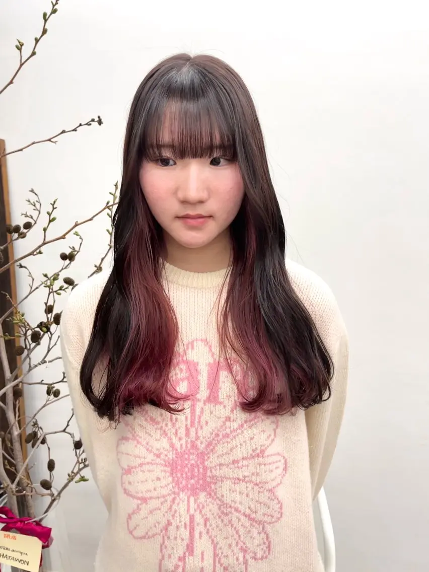 ロング カラー ヘアアレンジ ブリーチ ena/ブリーチなし 透明感・レイヤー🎀のヘアスタイル