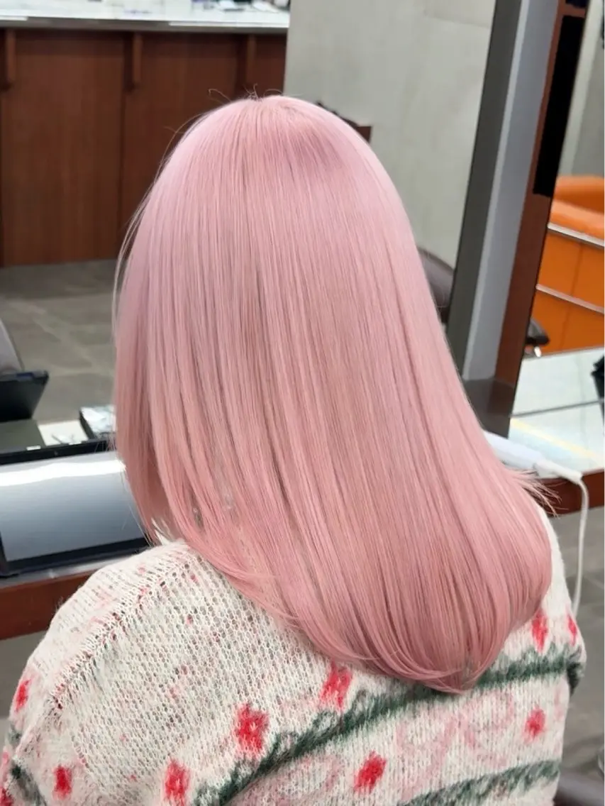 セミロング カラー アッシュ ベージュカラー ブリーチ ケアブリーチ ダブルカラー カット ヘアカラー トリートメント ブリーチ ハイトーン 特化🌈フジタハルキのヘアスタイル