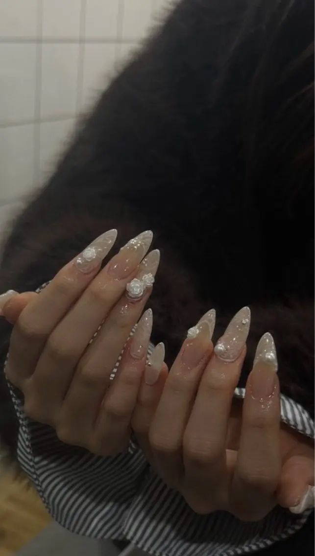 ネイル レース ハンドネイル 鶴橋wooone nail.rieのネイルデザイン
