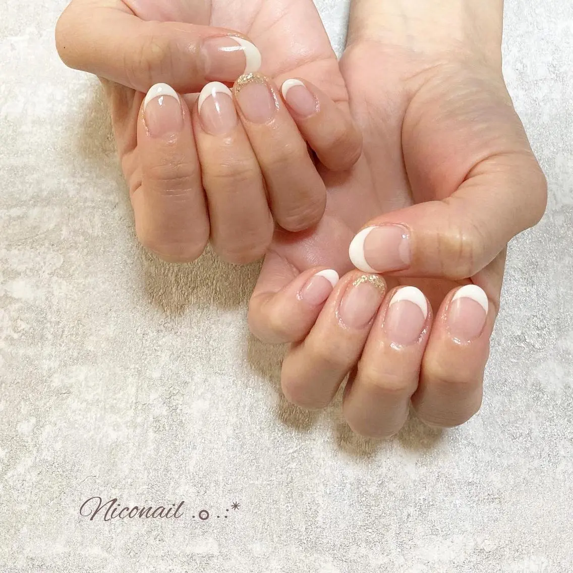 ショート ネイル フレンチネイル Niconail ☆ 仙川/ Aiのネイルデザイン