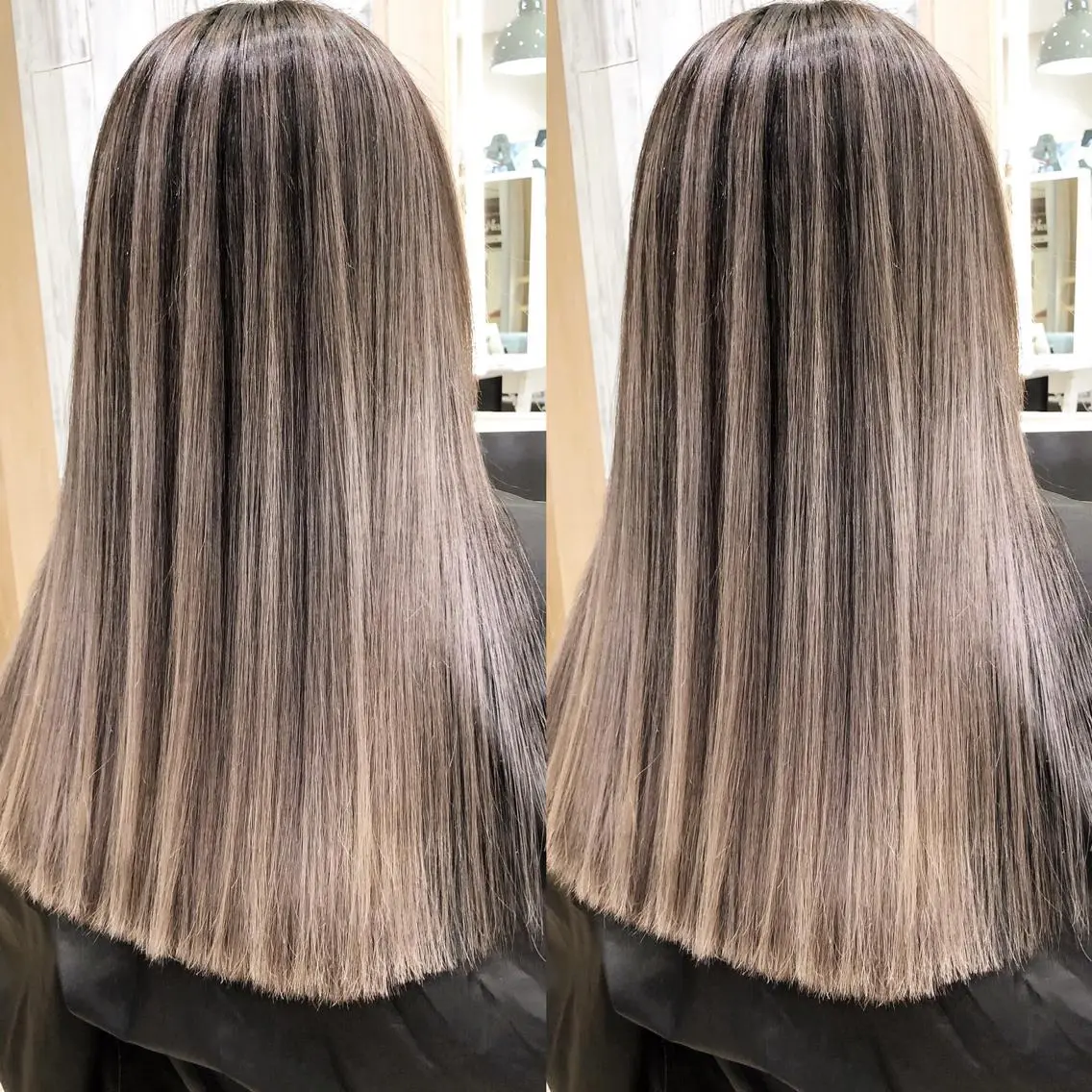 セミロング カラー バレイヤージュ レイヤーカット タナカ タクヤのヘアスタイル