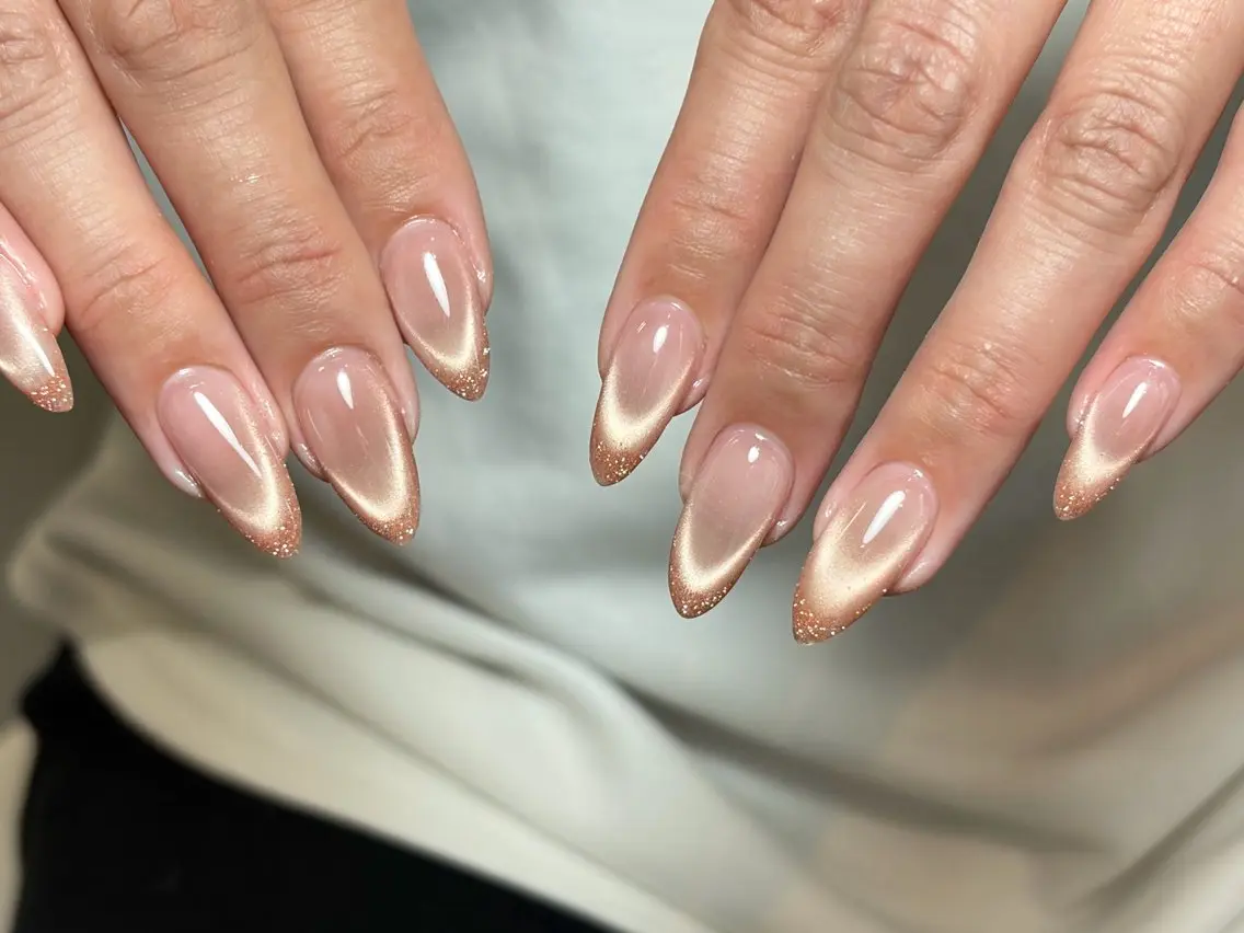 ネイル オーロラネイル 長さ出し フレンチネイル ジェルネイル ガラスフレンチ Rela・S NAILのネイルデザイン