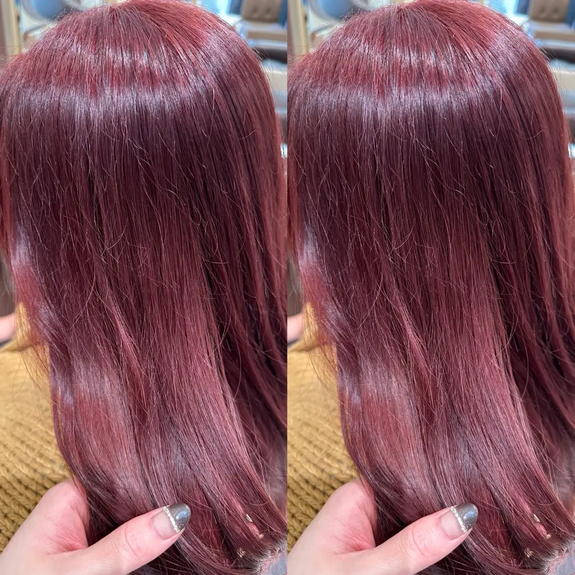 ロング カラー ブリーチ カシス ラベンダーカラー レッドカラー レイヤーカット♡ 🌻鈴木花🌈のヘアスタイル