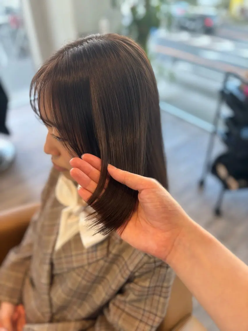 ミディアム カラー カット ヘアカラー トリートメント yui🥀/ボブ /ブリーチなしカラーのヘアスタイル