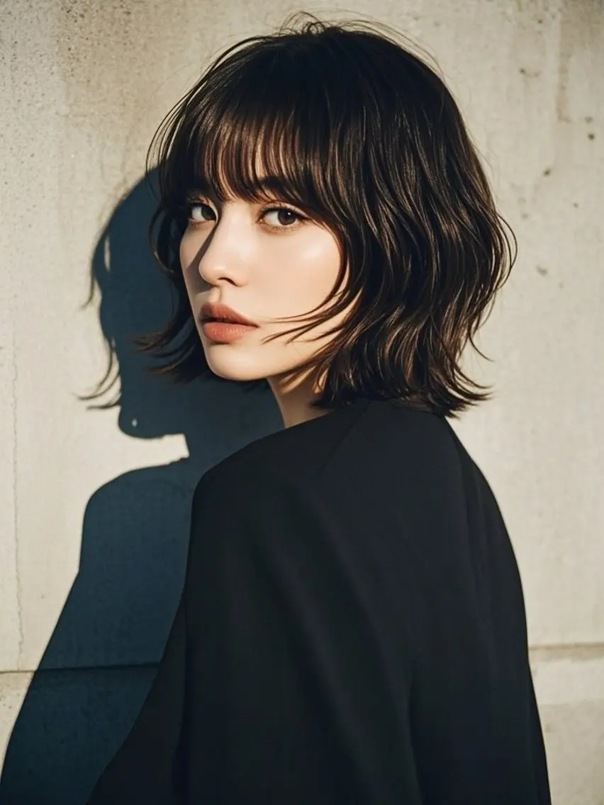 ミディアム ショートボブ ミディアムレイヤー ミディアムパーマ アッシュ ボブ カット ヘアカラー ウルフカット 811 大阪梅田 ウルフのヘアスタイル