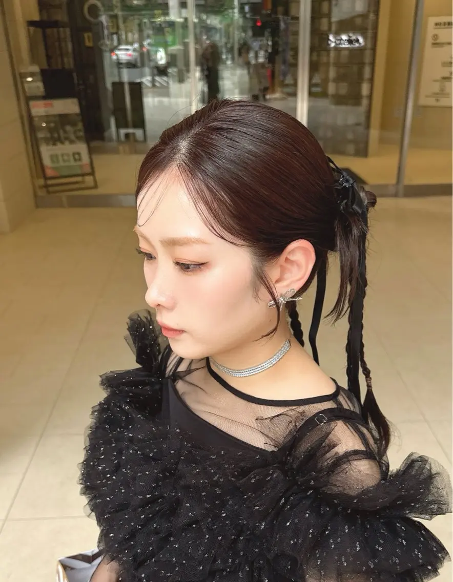 ヘアアレンジ 結婚式・ブライダル シースルーバング ヘアセット 再現性重視ショート/ レイヤー/ヘアセットのヘアスタイル