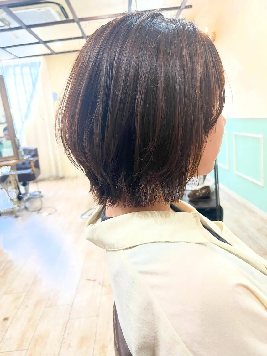 ショート カラー パーマ レイヤーカット カット ヘアカラー 縮毛矯正 トリートメント ショート、ボブ 縮毛髪質改善ヨウスケのヘアスタイル