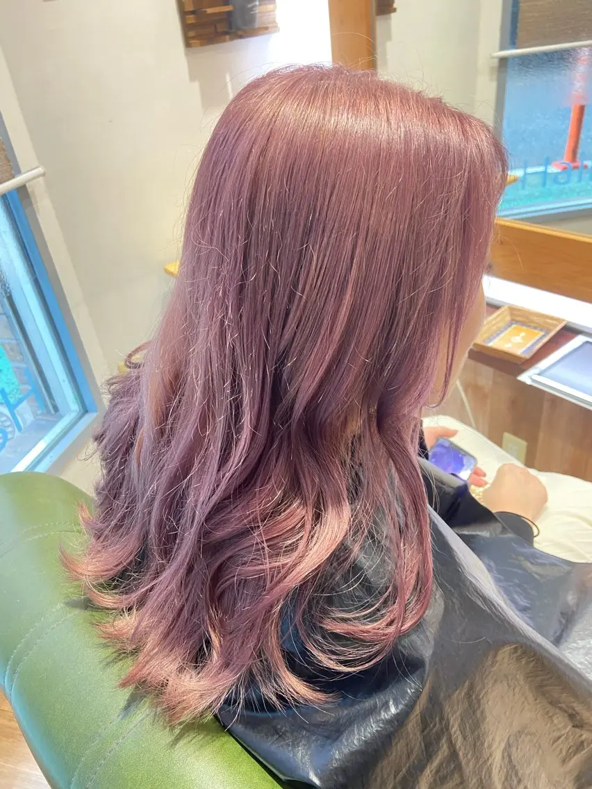 ロング カラー ブリーチ ケアブリーチ 透明感カラー ラベンダーカラー ラベンダーピンク 代表 しみず としやのヘアスタイル