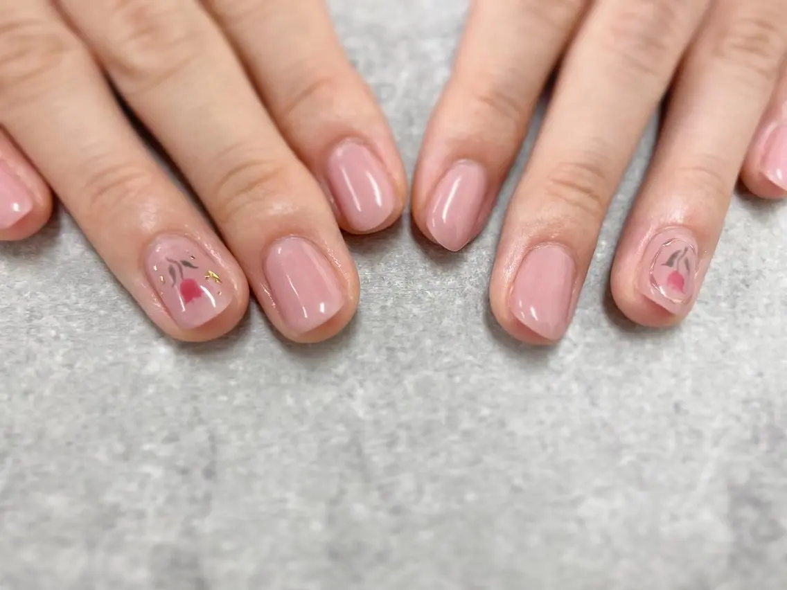 ネイル オフィスネイル ワンカラーネイル ピンク シンプルネイル ハンドネイル foglia❁. ⌇imamuraのネイルデザイン