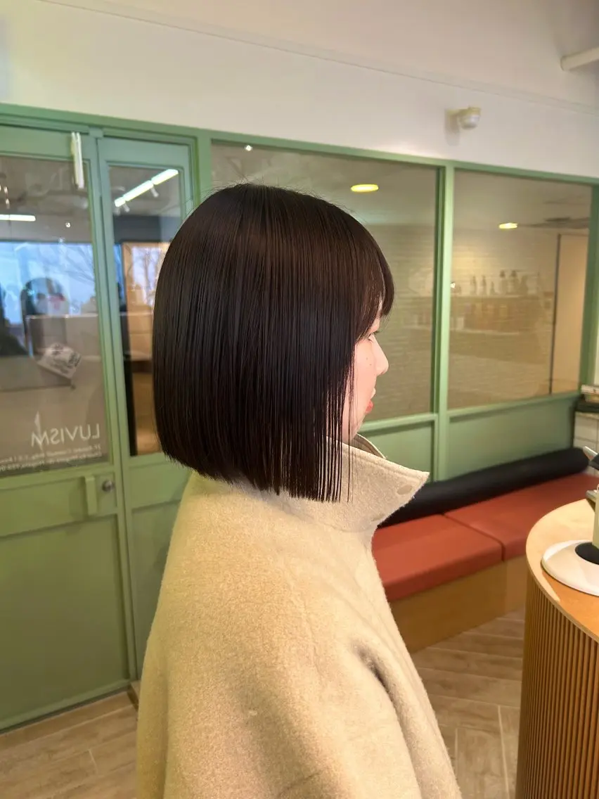 ミディアム カラー カット ヘアカラー トリートメント ベージュ/ダブルカラ ー/新潟駅/青柳萌果のヘアスタイル