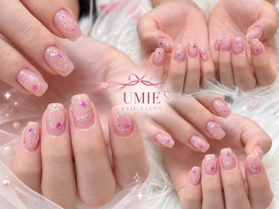 ネイル フットネイル フレンチネイル ジェルネイル ガラスフレンチ マグネットネイル ハンドネイル UMIE NAIL SALONのネイルデザイン
